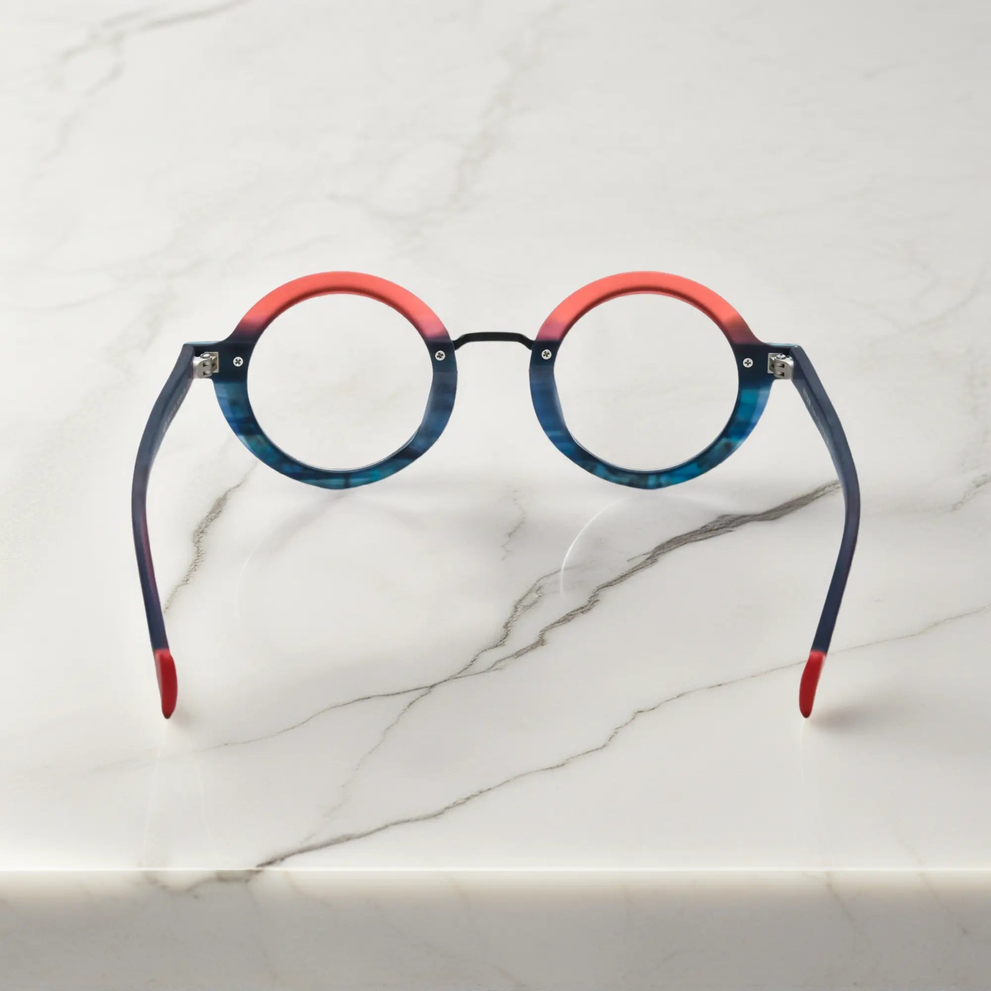 Rear view of VoyueLens™ Chromatic Orbit in Ocean Blaze emphasizing frame structure and comfort-fit build.