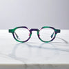 Front view of VoyueLens™ Mosaic Teal VL19378 eyeglasses with teal mosaic frame