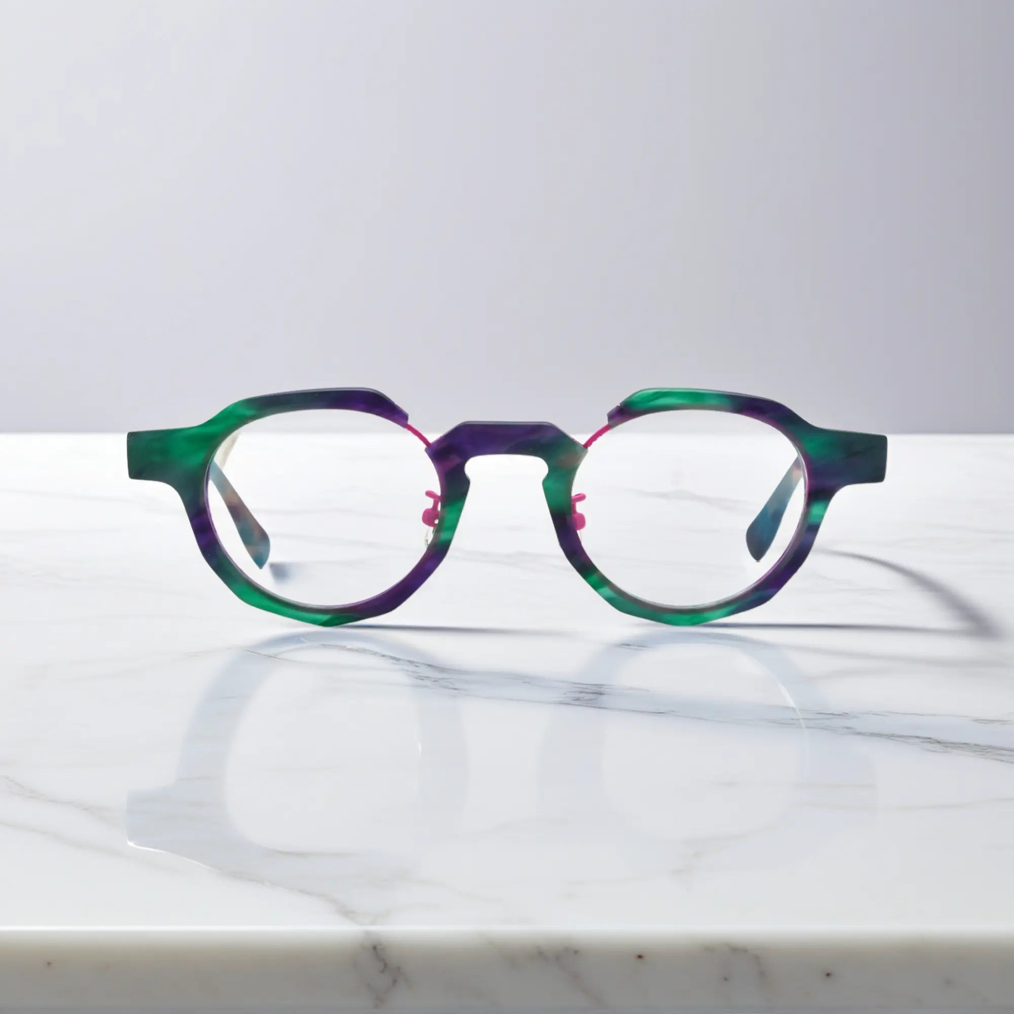 Front view of VoyueLens™ Mosaic Teal VL19378 eyeglasses with teal mosaic frame