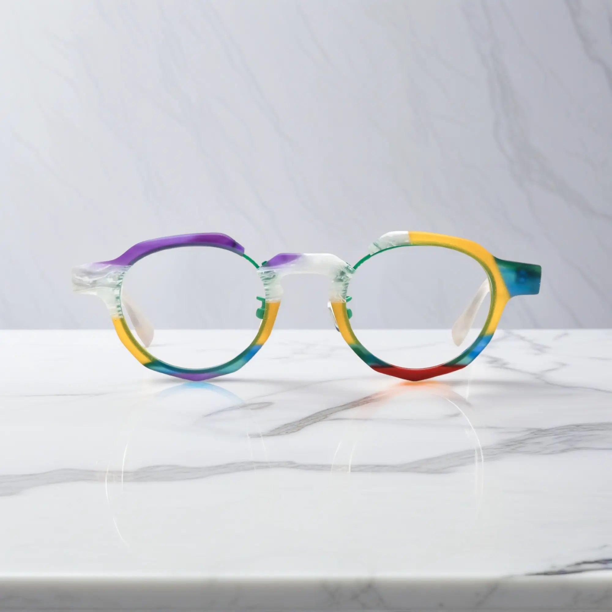 Front view of VoyueLens™ Rainbow Frost VL19378 eyeglasses with rainbow-accented frame