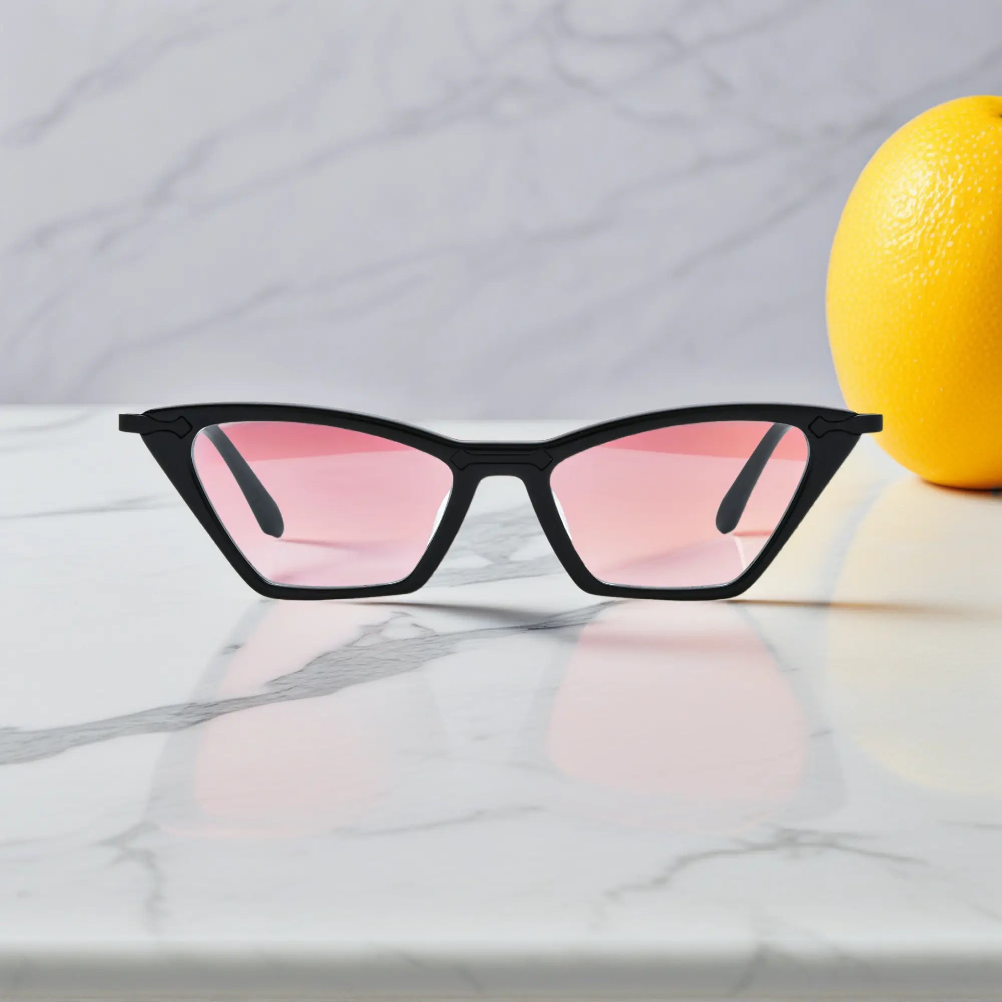 Front view of VoyueLens™ ColorPop Cat-Eye Eyeglasses in Charcoal Black, featuring a bold retro silhouette with a colorful acetate front and lightweight metal temples.