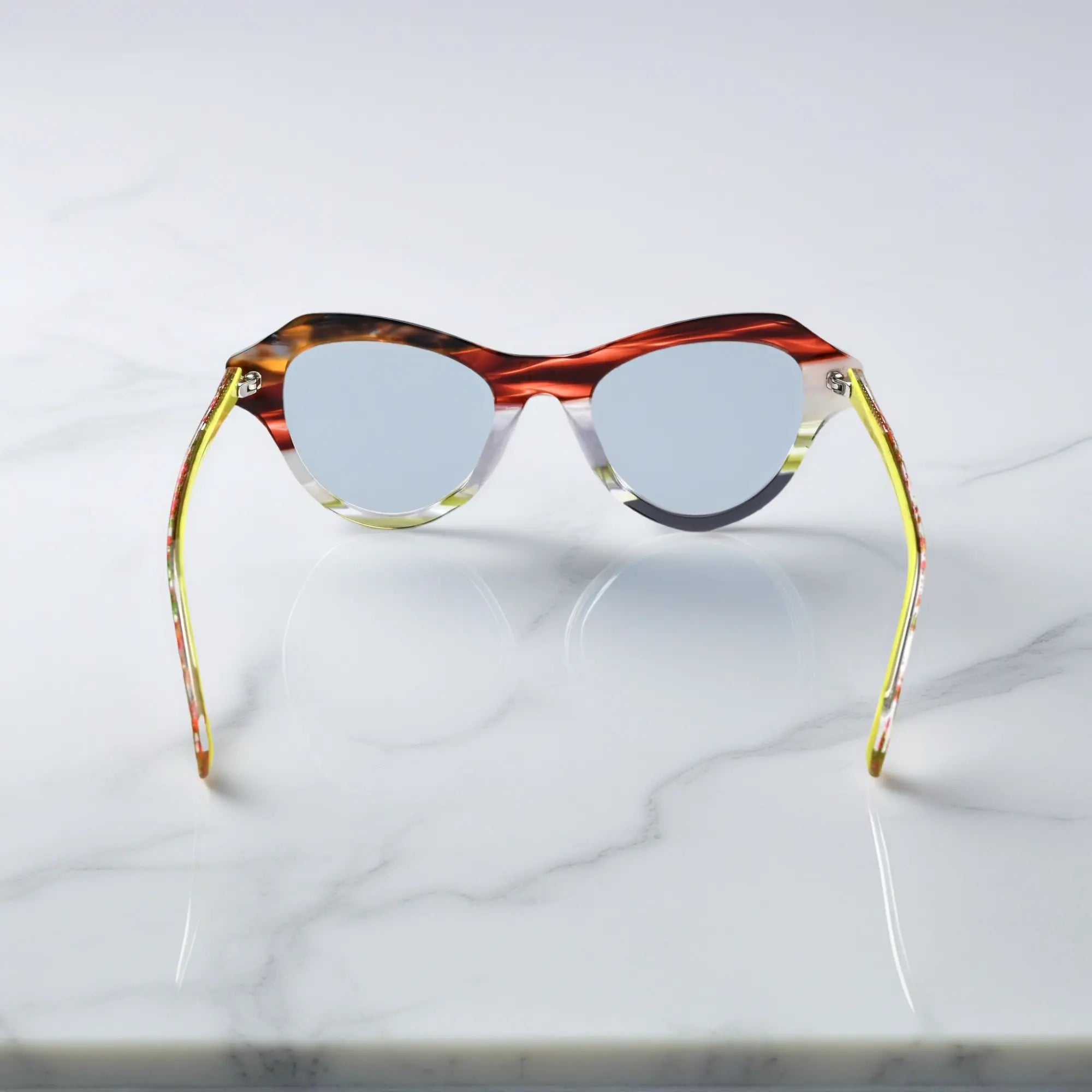 back view of VoyueLens™ VL19380 Amber Bloom butterfly eyeglasses