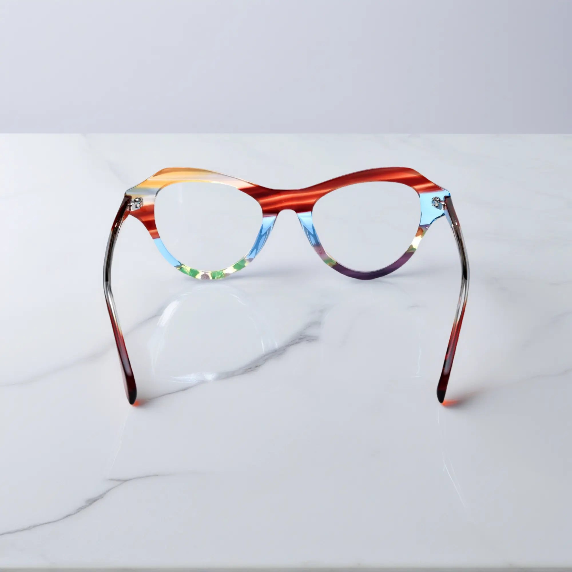 back view of VoyueLens™ VL19380 Flame Ripple butterfly eyeglasses