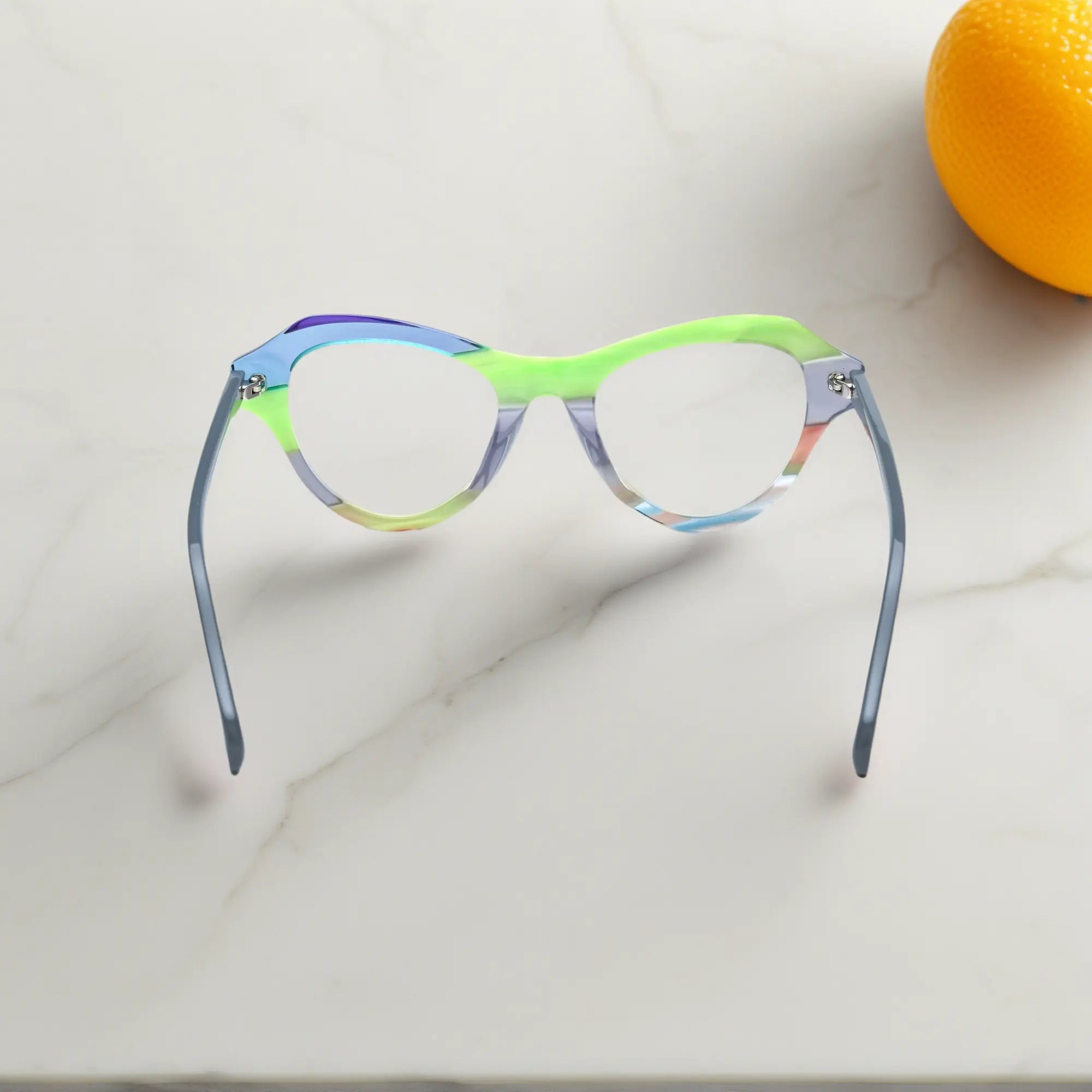 back view of VoyueLens™ VL19380 Lime Smoke butterfly eyeglasses