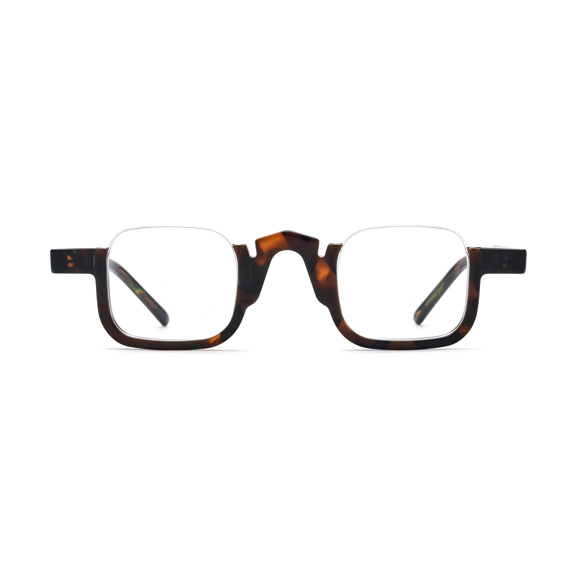 VoyueLens™ Warm Tortoise Square Eyeglasses – Front View – SKU VL19352-C2