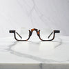 Front view of VoyueLens™ square eyeglasses in warm tortoise acetate, stylish unisex optical frame