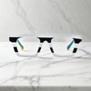 Front-facing view showcasing the bold square frame design of VoyueLens Acetate Square Eyeglasses in Zebra Marble
