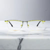 VoyueLens™ Zebra Yellow titanium semi-rim eyeglasses front view