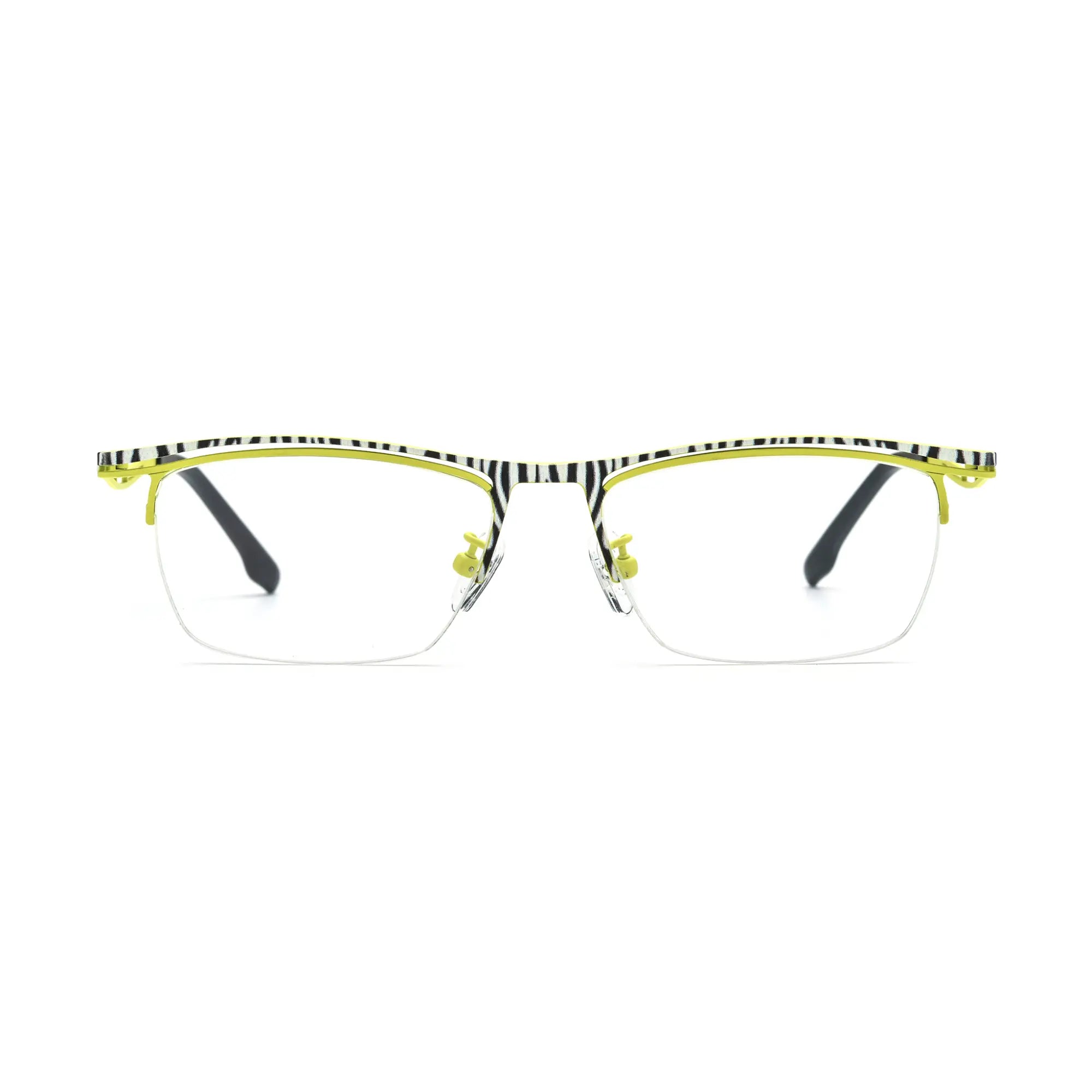 VoyueLens™ Zebra Yellow Semi-Rim Eyeglasses – Front View – SKU VL185890-C2